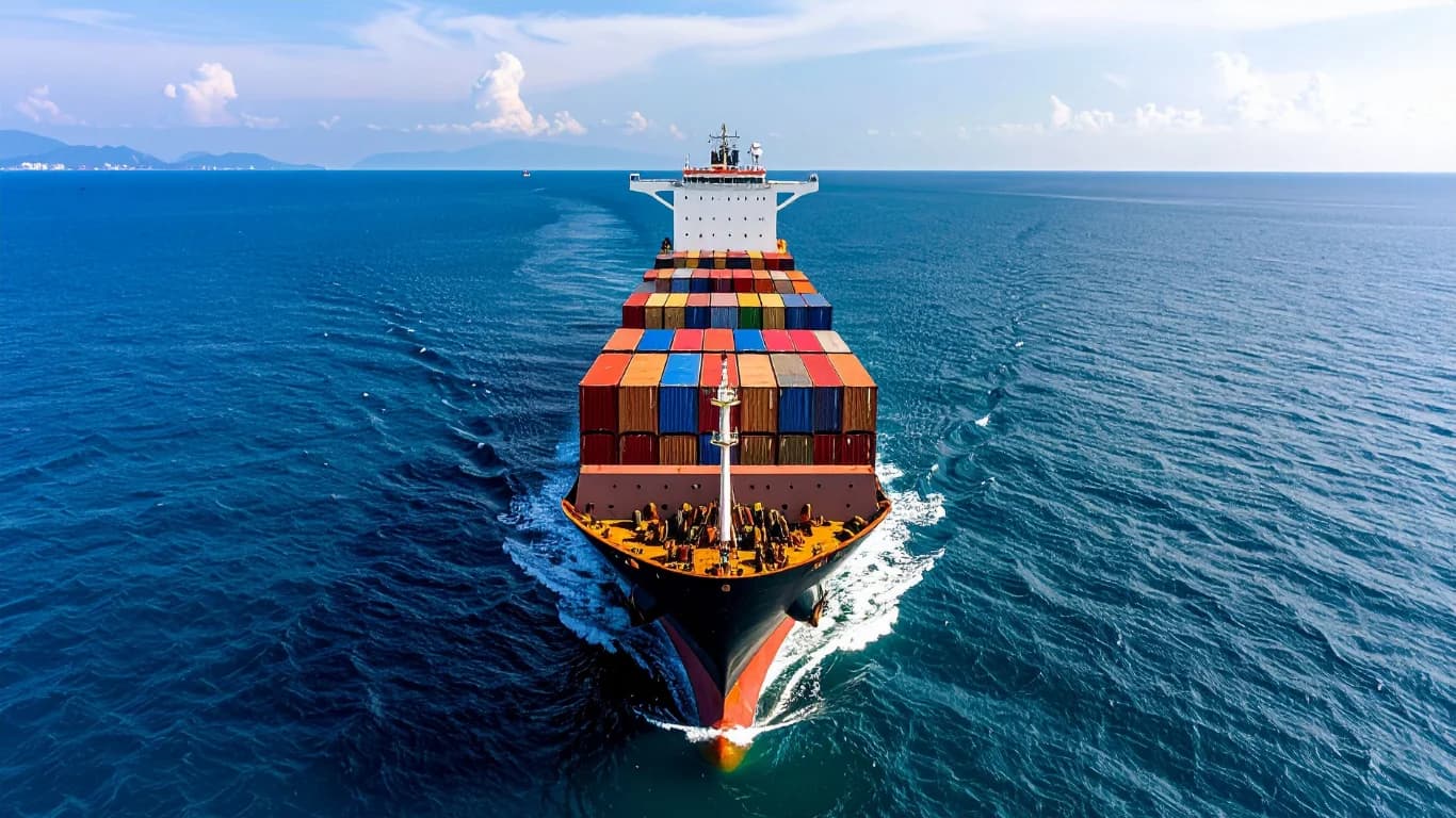 cargo ship full of container in the ocean